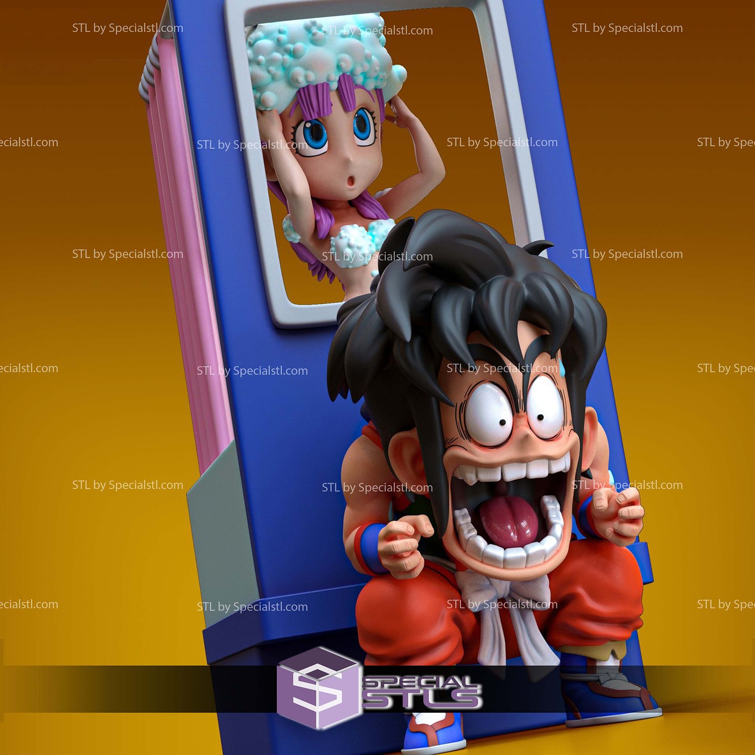 Yamcha and Bulma Chibi Digital STL Files 3D Model — view 2