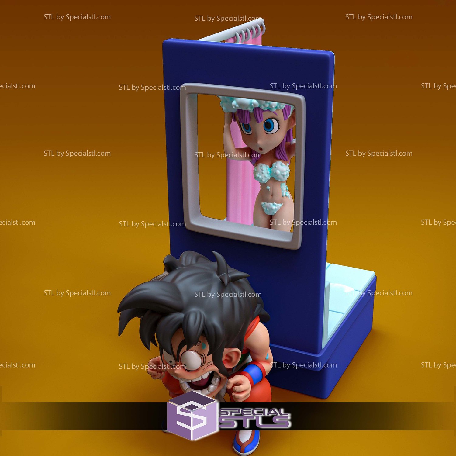 Yamcha and Bulma Chibi Digital STL Files 3D Model — view 3