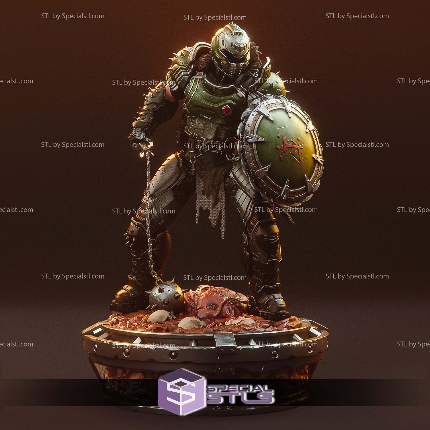 Doom Slayer and Shield Doom Dark Ages STL Files 3D Model — view 2