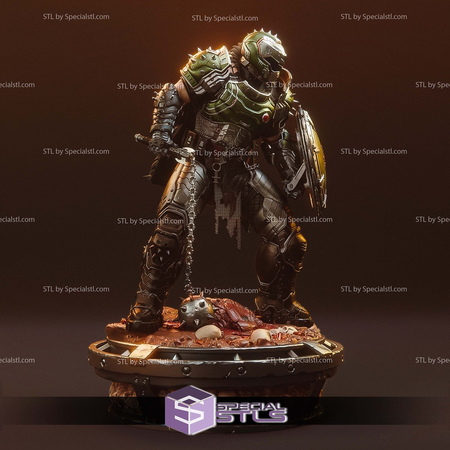 Doom Slayer and Shield Doom Dark Ages STL Files 3D Model — view 4
