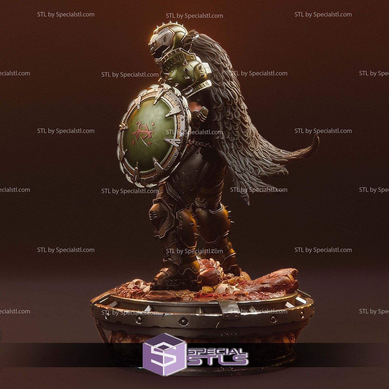 Doom Slayer and Shield Doom Dark Ages STL Files 3D Model — view 6