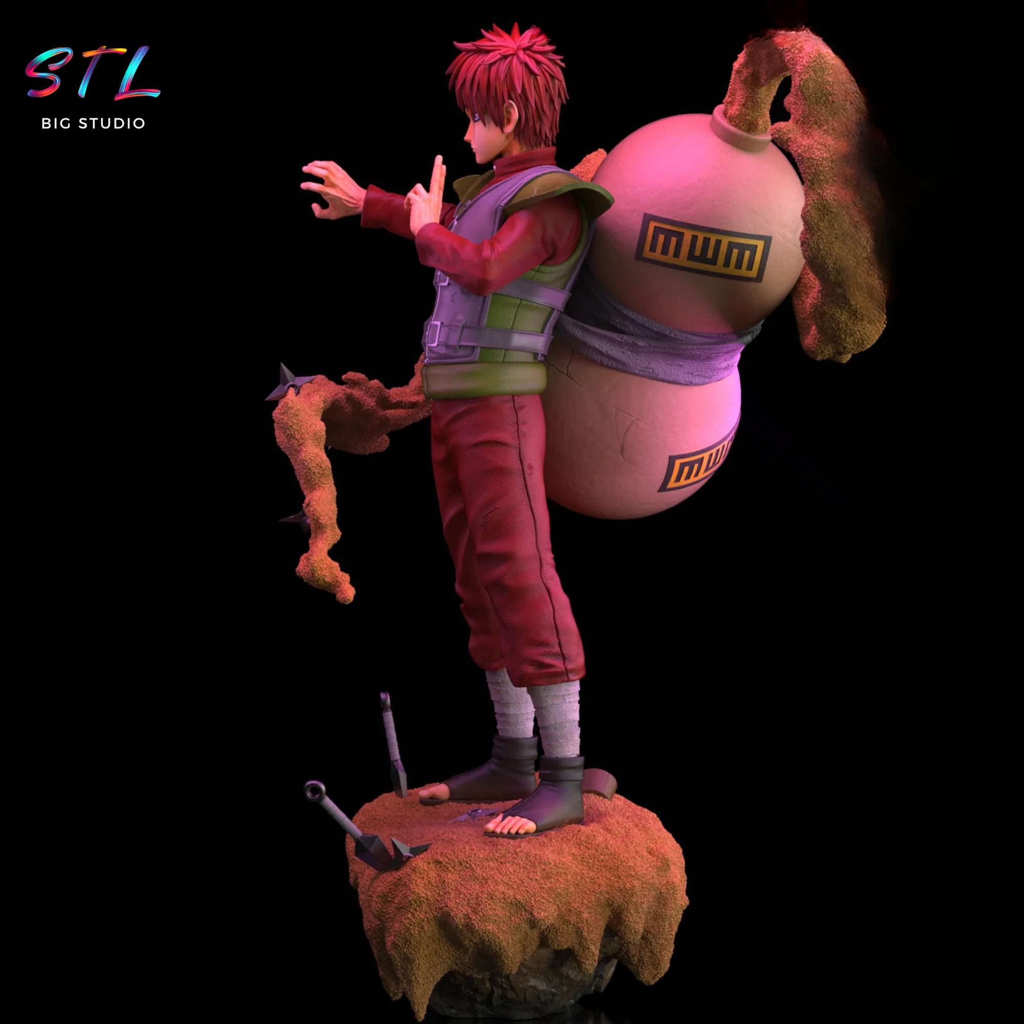 Gaara Ninja War STL Figure | Naruto Shippuden | 3D Print Model Model — view 3