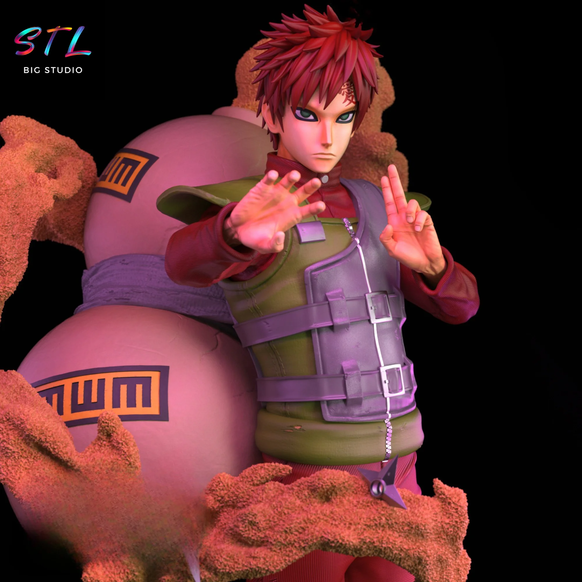 Gaara Ninja War STL Figure | Naruto Shippuden | 3D Print Model Model — view 5