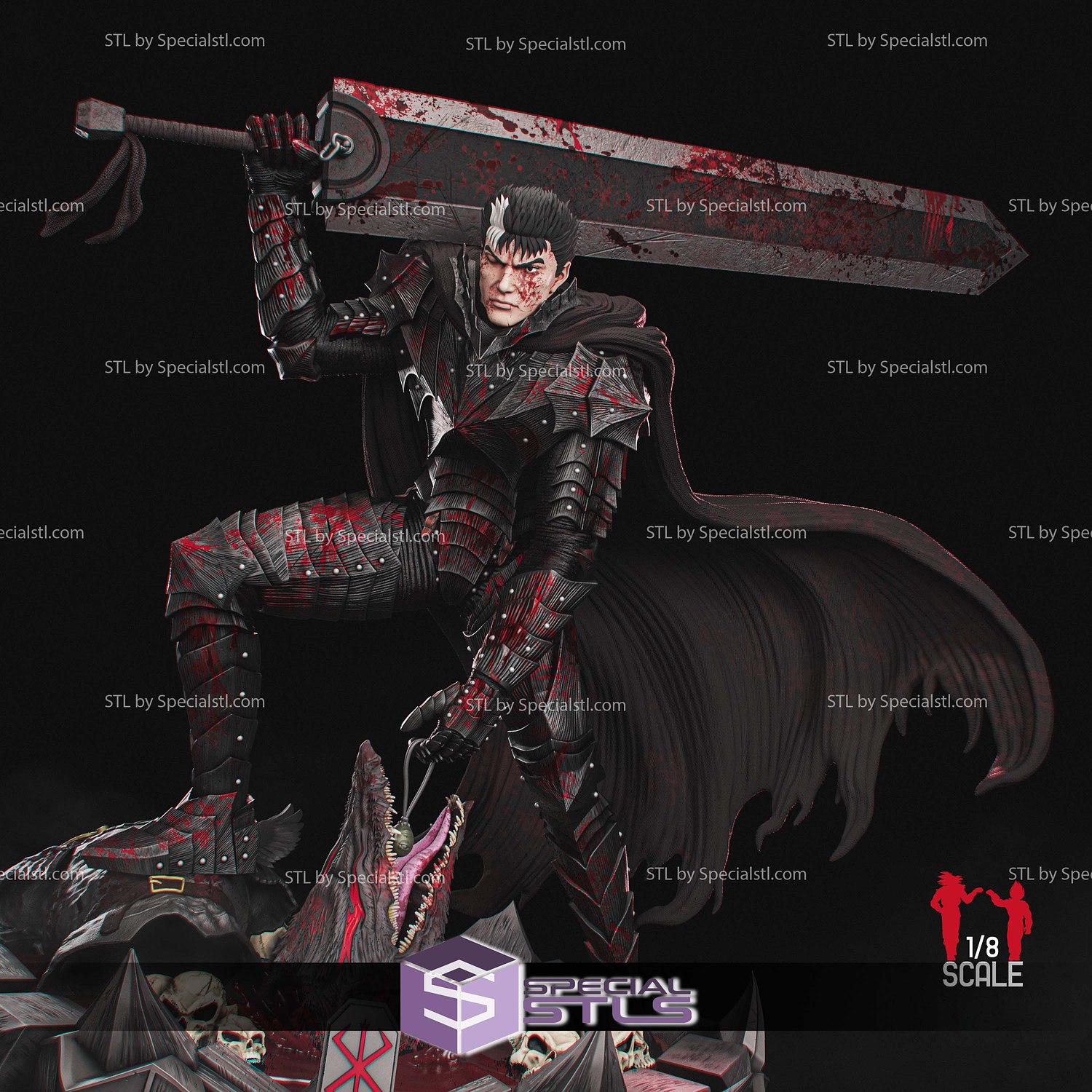 Guts Berserk Blood STL Files 3D Model — view 2