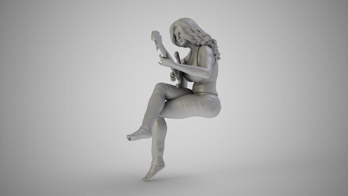Girl Rehearsing Music 3D 3MF Model — view 2