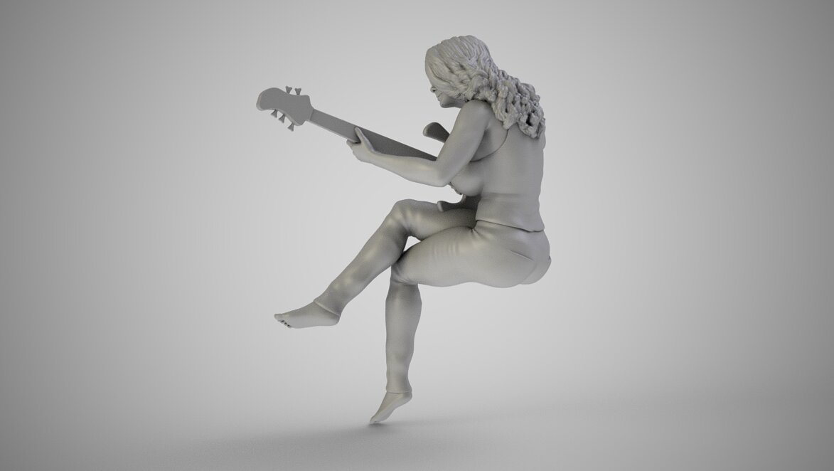 Girl Rehearsing Music 3D 3MF Model — view 3