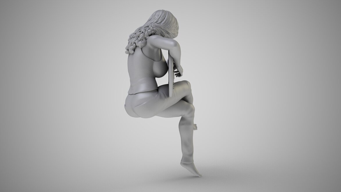 Girl Rehearsing Music 3D 3MF Model — view 6