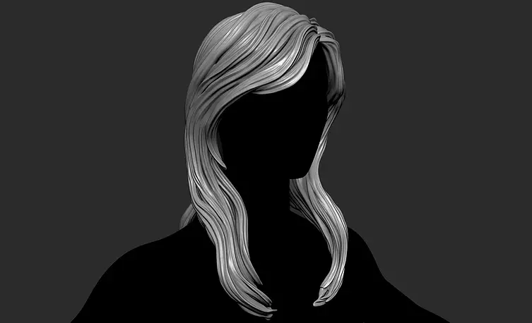 Long Female  3D Hair Model OBJ STL 3D print model Model