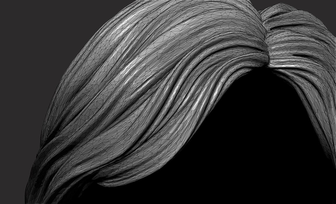 Long Female  3D Hair Model OBJ STL 3D print model Model — view 4