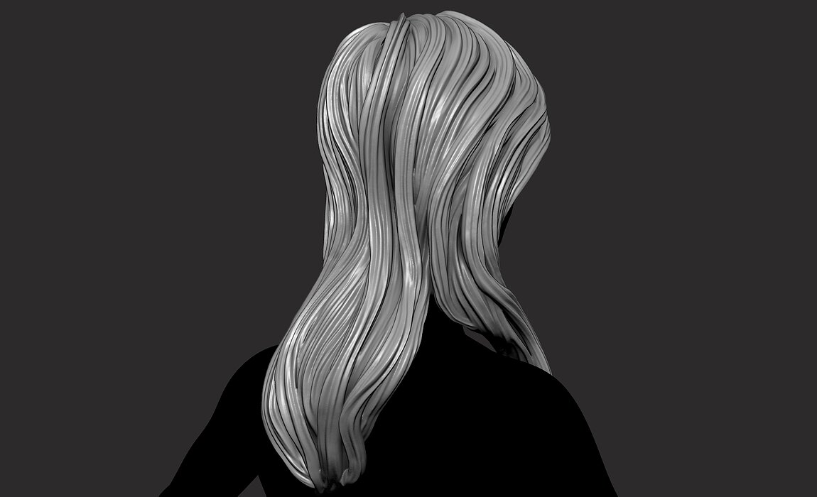 Long Female  3D Hair Model OBJ STL 3D print model Model — view 7