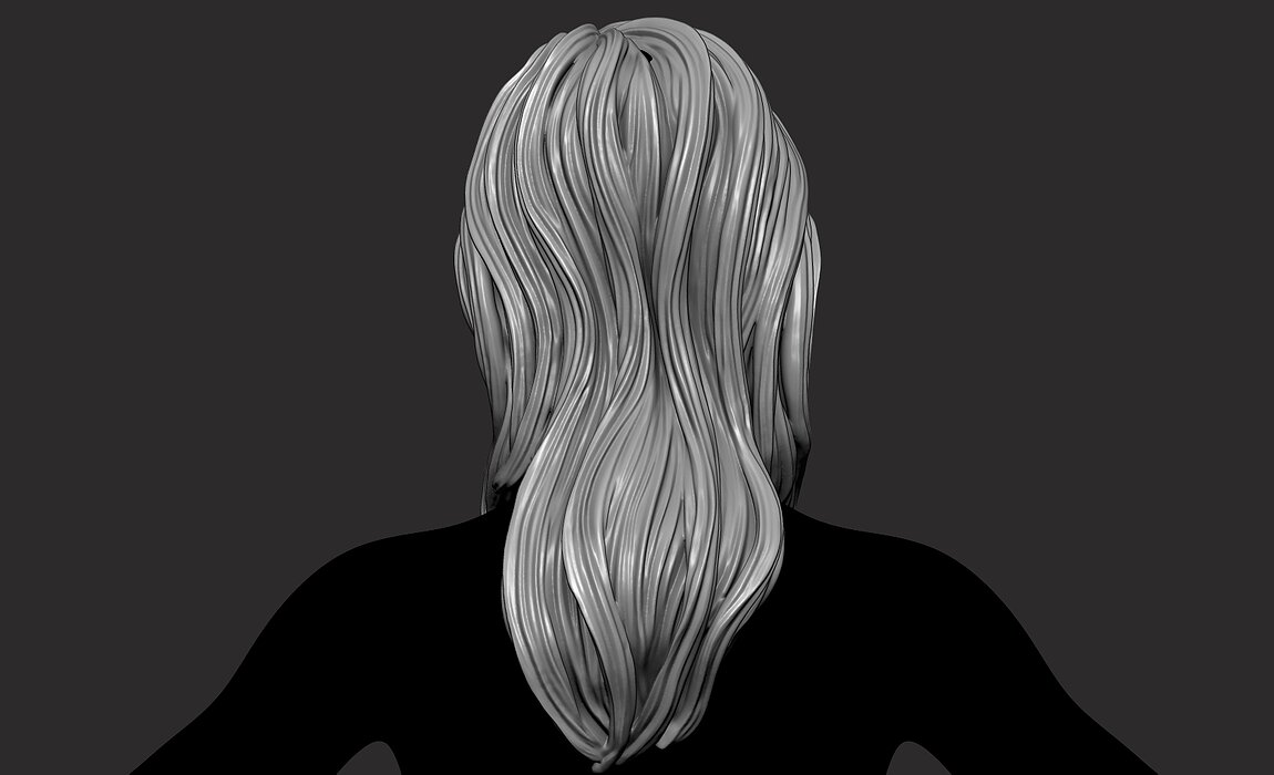 Long Female  3D Hair Model OBJ STL 3D print model Model — view 8