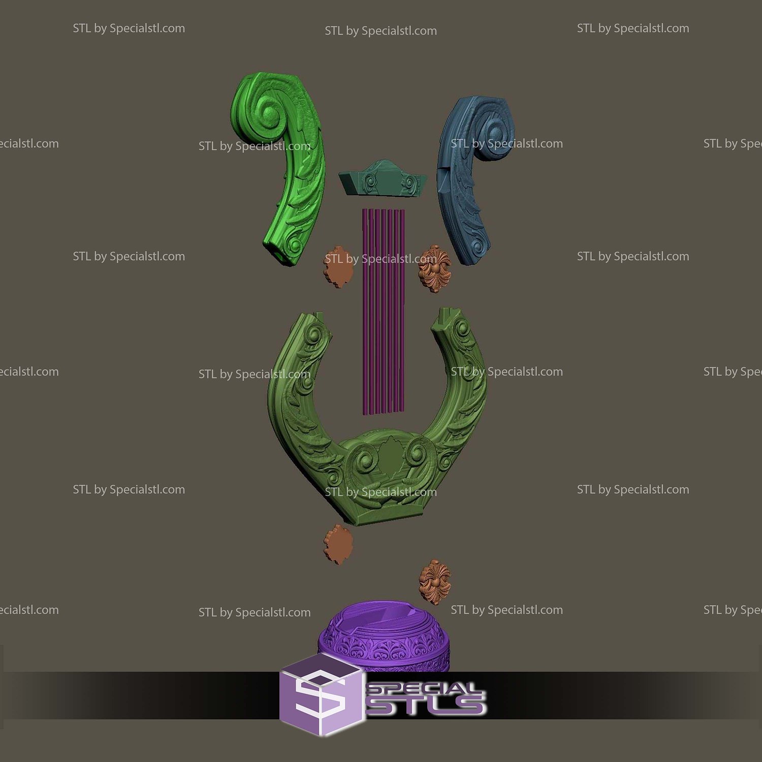 Greek Lyre 3D Printer Files STL Model — view 2