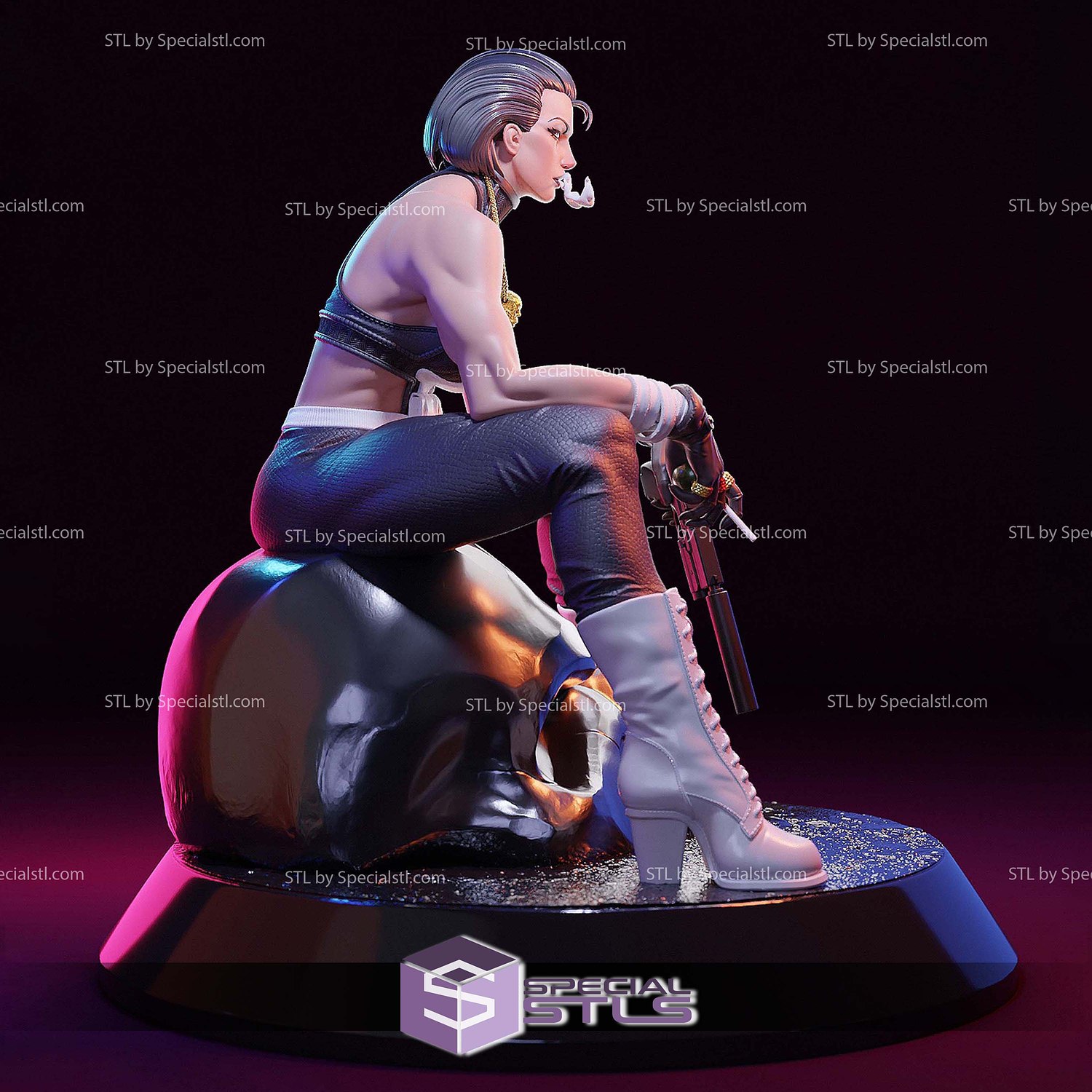Female Punisher 3D Printer Files STL Model — view 2