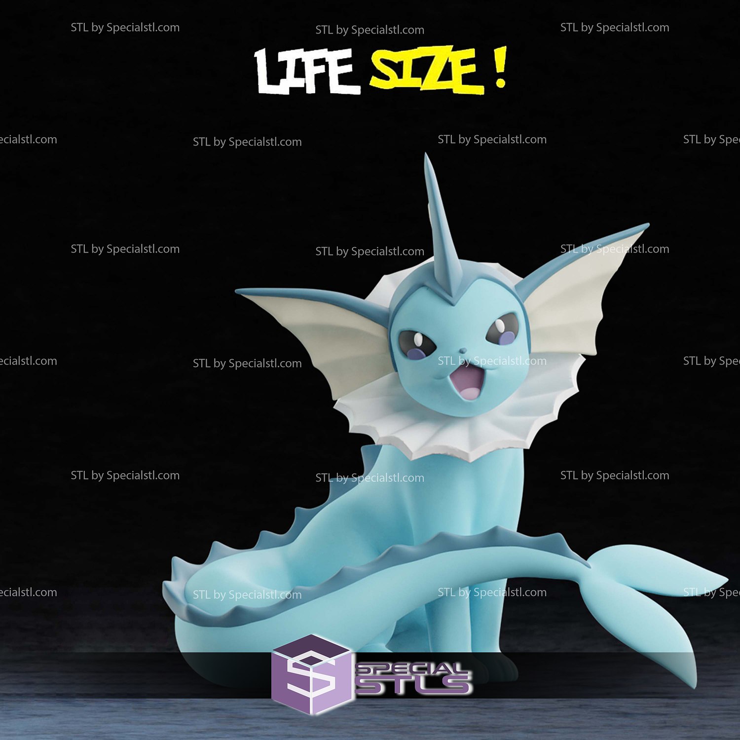 Life Sized Vaporeon Pokemon 3D Printer Files STL Model — view 3