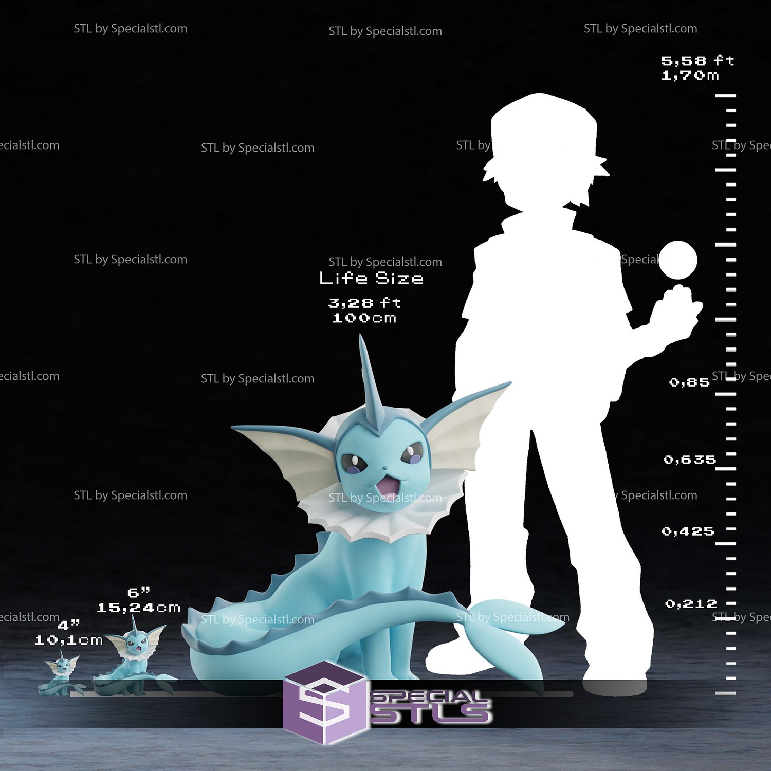 Life Sized Vaporeon Pokemon 3D Printer Files STL Model — view 5