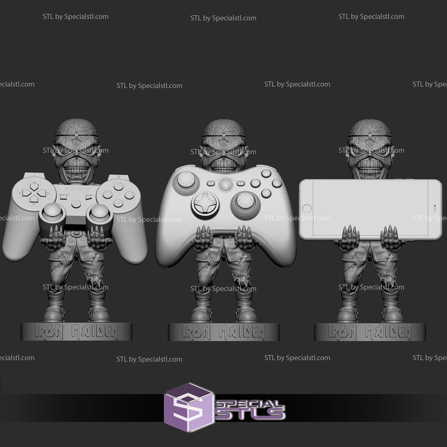 Iron Maiden Eddie Joystick Holder 3D Printer Files STL Model — view 3