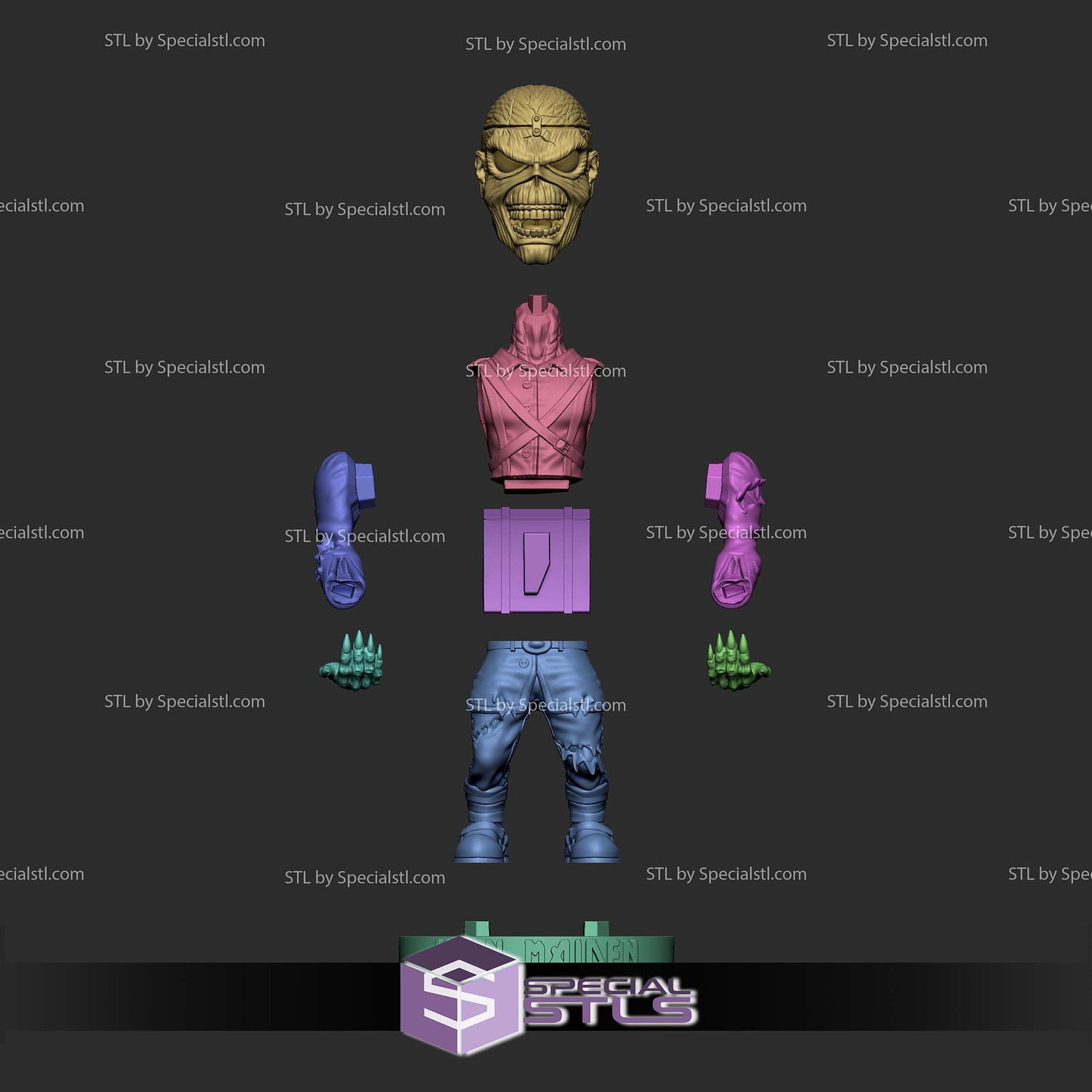Iron Maiden Eddie Joystick Holder 3D Printer Files STL Model — view 4