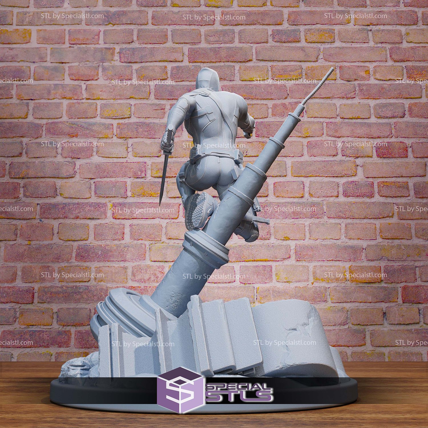 Deadpool Attack with Gun 3D Printer Files STL Model — view 3