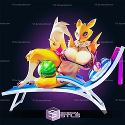 Renamon Watermelon Beach Outfit 3D Print Files STL Model