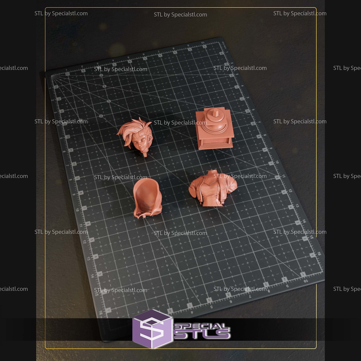 Gambit Girl Bust 117mm STL Files 3D Model — view 5