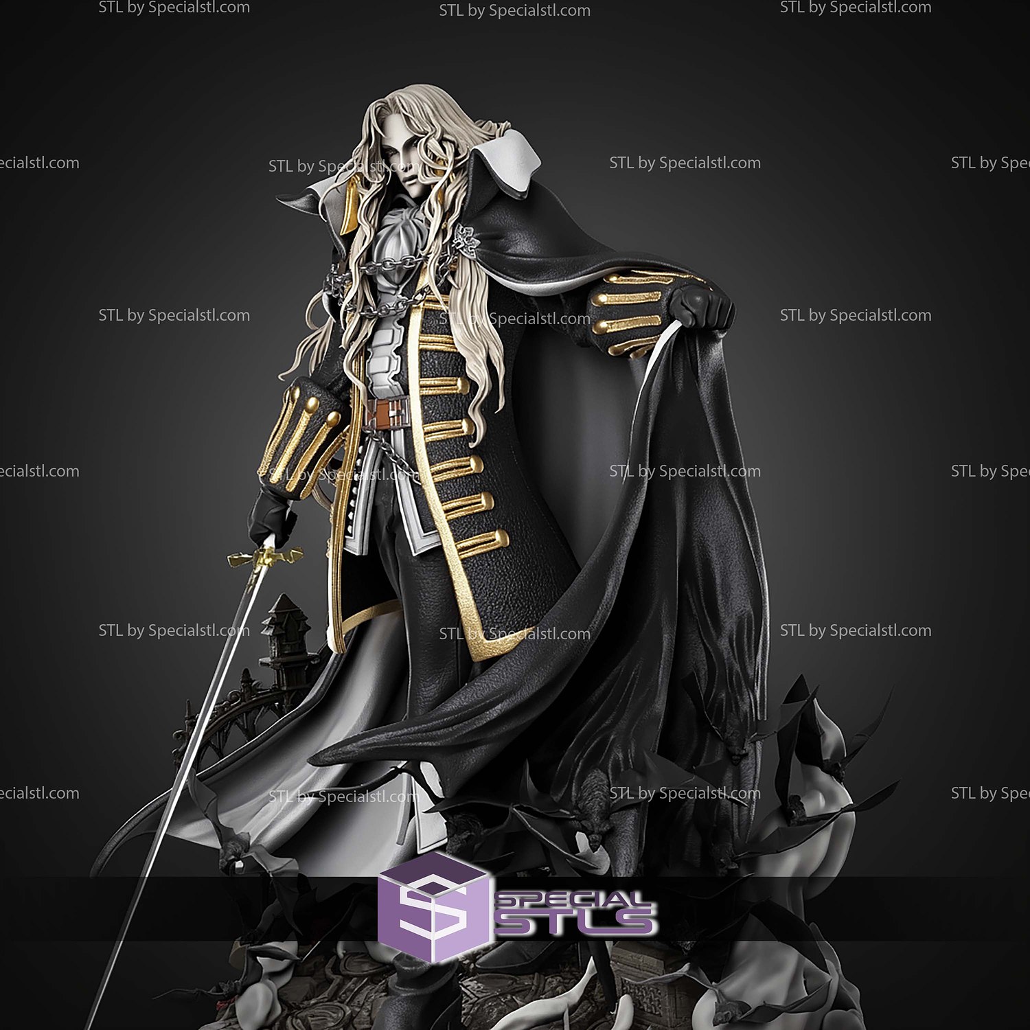 Alucard Castlevania Museum 330mm STL Files 3D Model — view 8