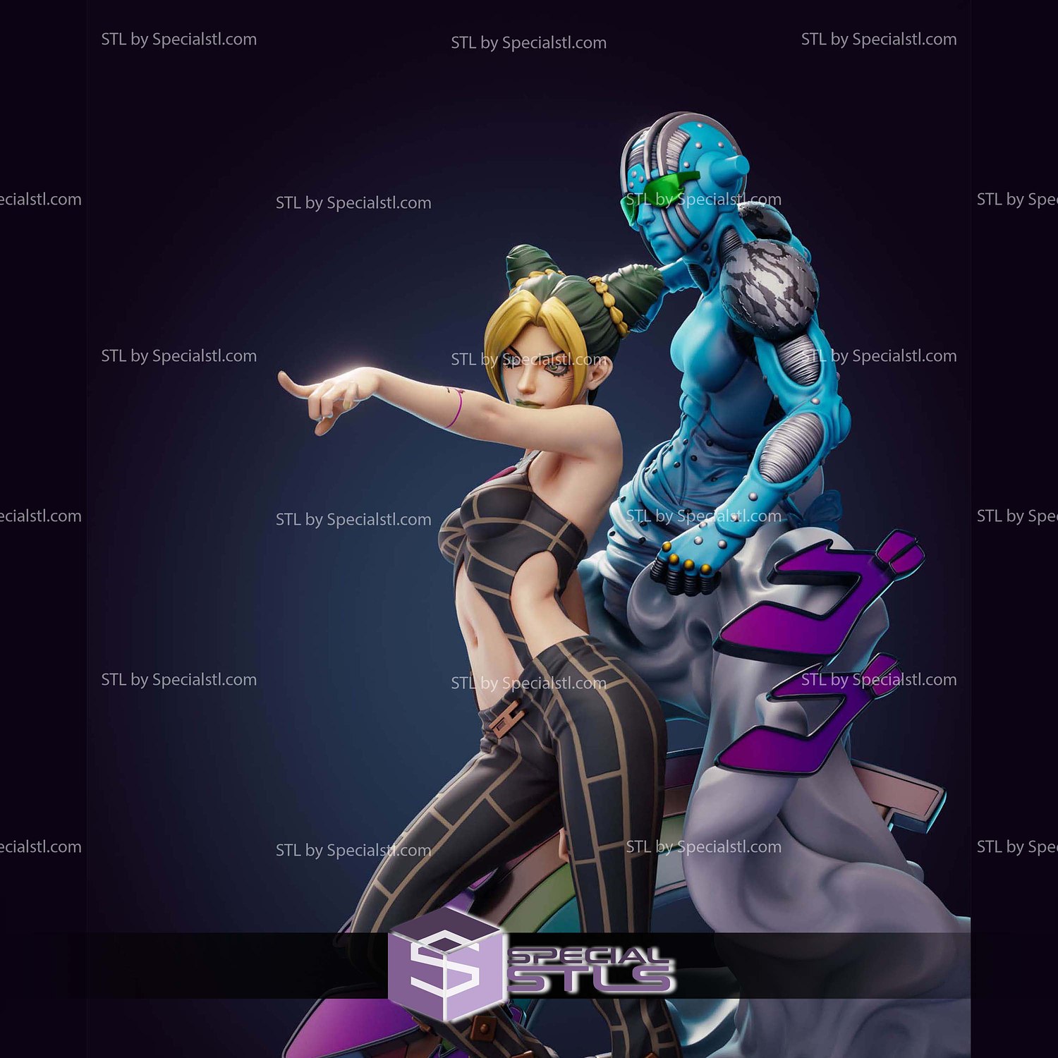 Jolyne Cujoh Diorama Digital STL Files 3D Model — view 2