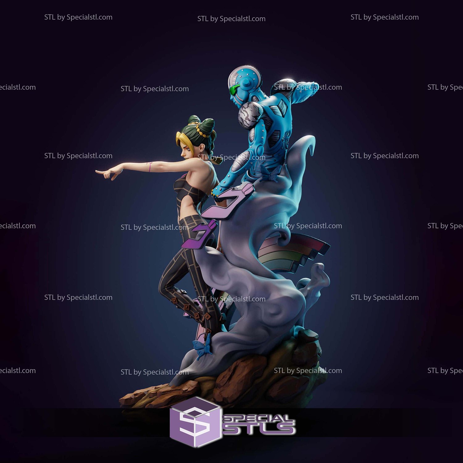 Jolyne Cujoh Diorama Digital STL Files 3D Model — view 6
