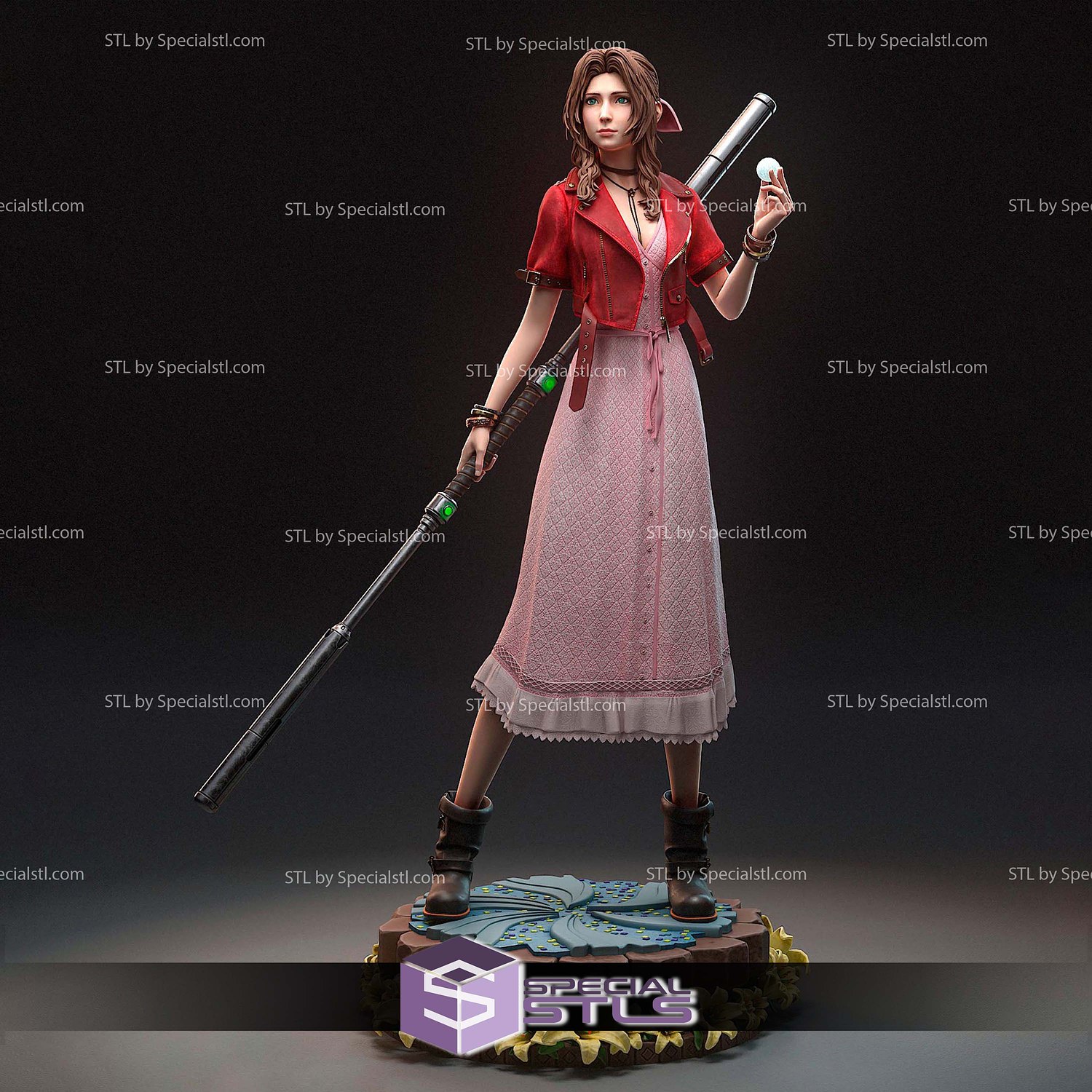 Aerith and The Guard Stick STL Files 3D Model — view 2