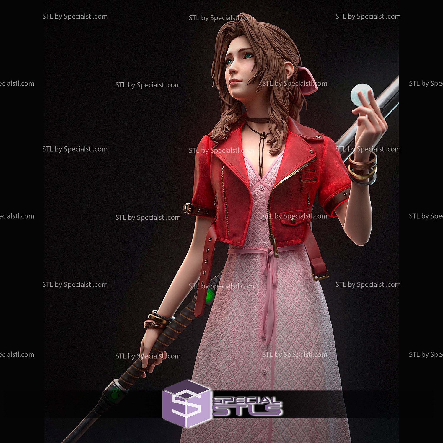 Aerith and The Guard Stick STL Files 3D Model — view 3