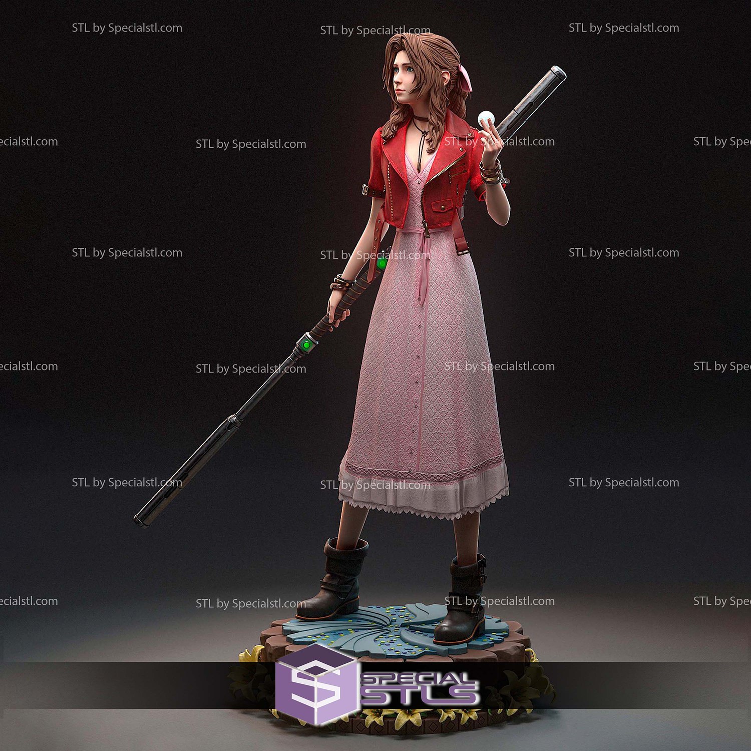 Aerith and The Guard Stick STL Files 3D Model — view 4