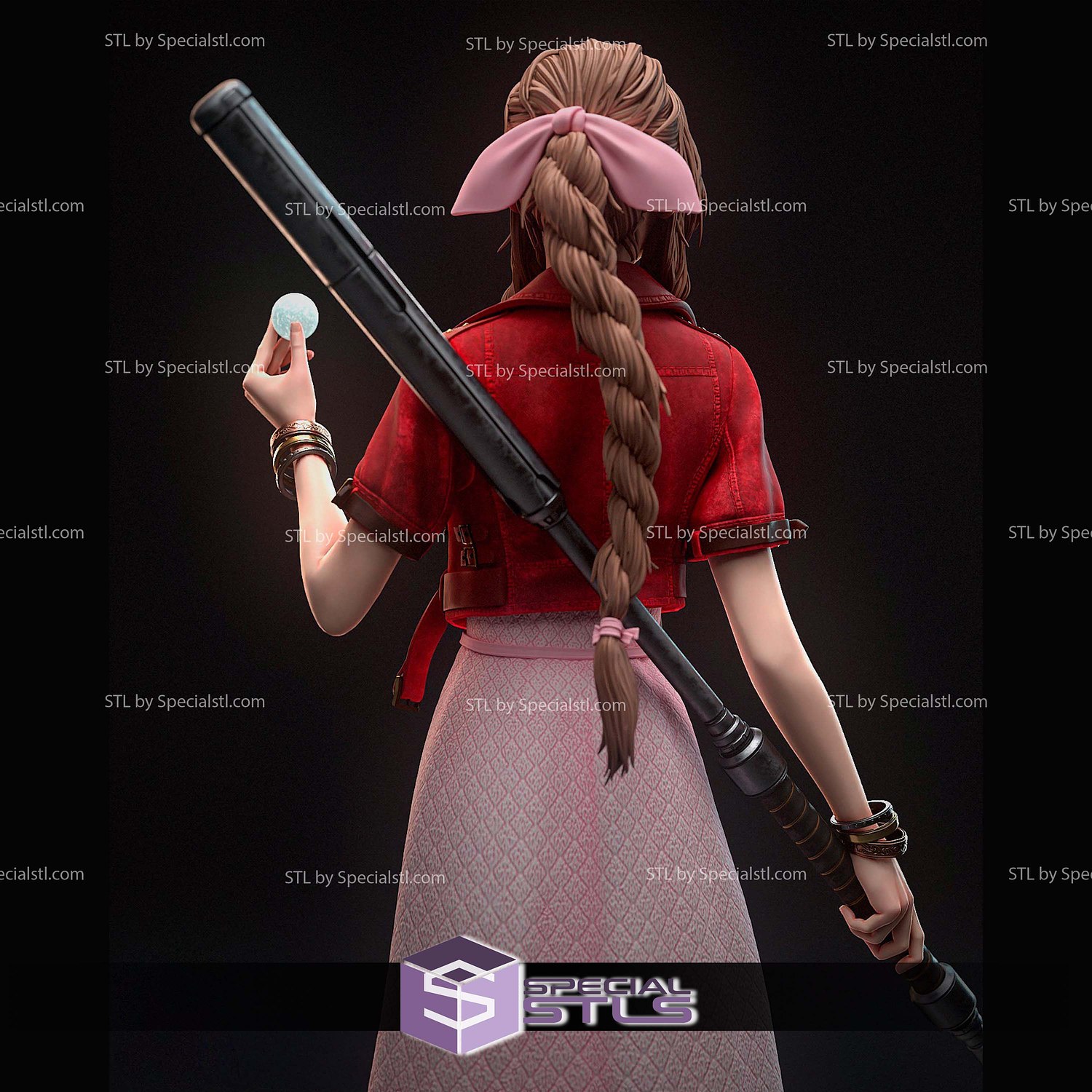 Aerith and The Guard Stick STL Files 3D Model — view 5