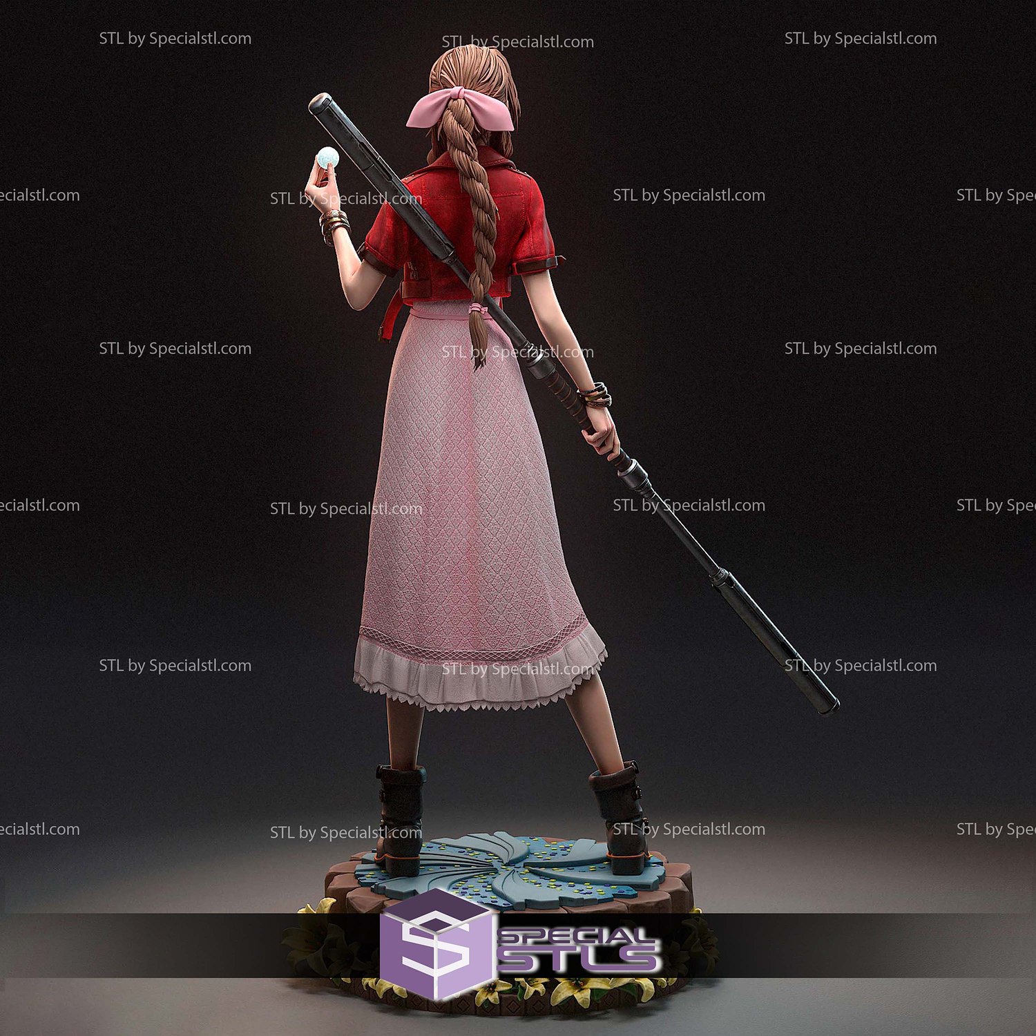 Aerith and The Guard Stick STL Files 3D Model — view 6