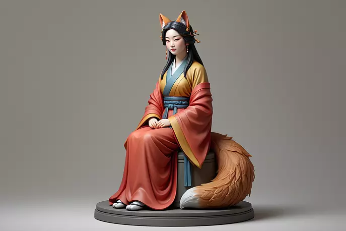 4289 Fox Spirit Woman in Pu Song Ling Style STL DND ARTE 3D PNG Model