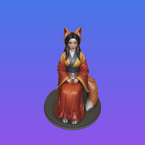 4289 Fox Spirit Woman in Pu Song Ling Style STL DND ARTE 3D PNG Model — view 8