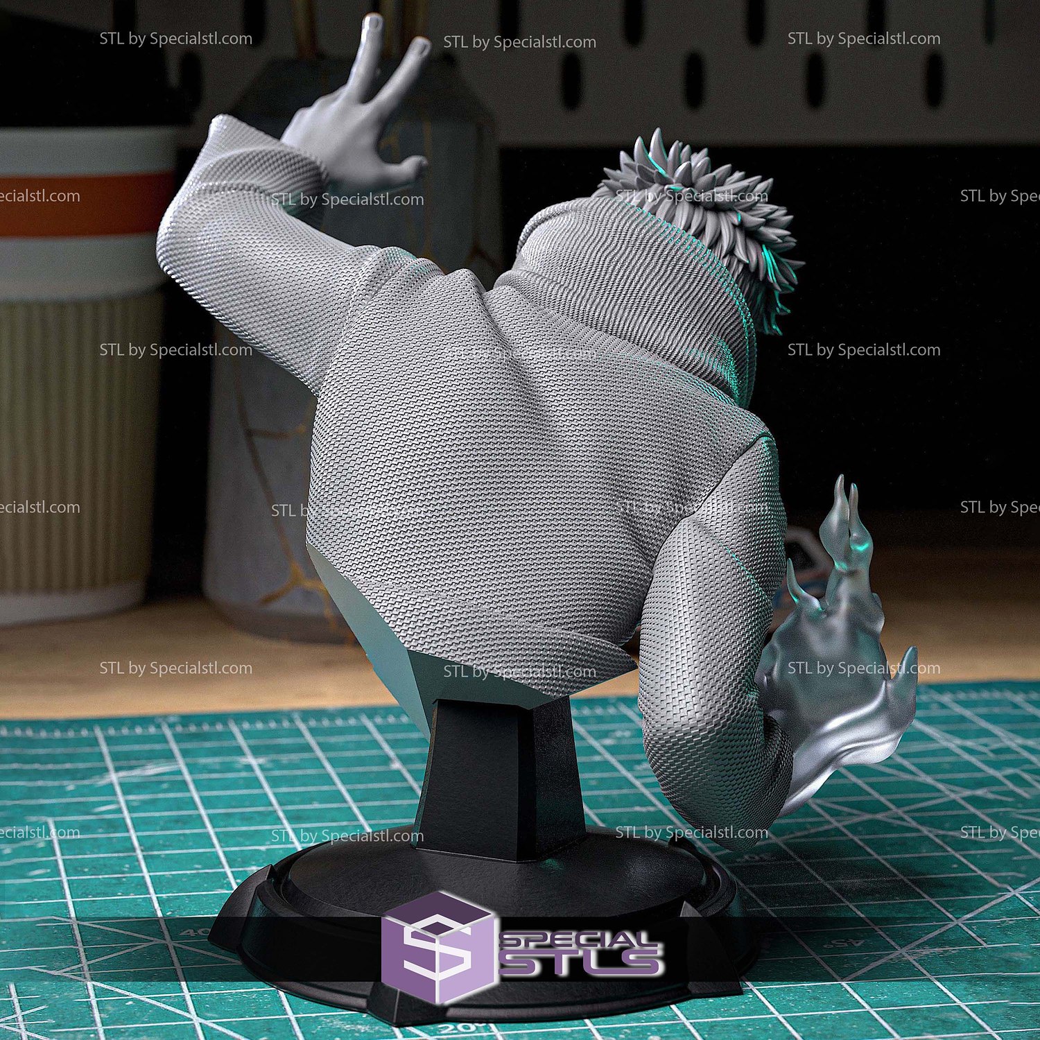 Itadori and Sukuna Bust STL Files 3D Model — view 2