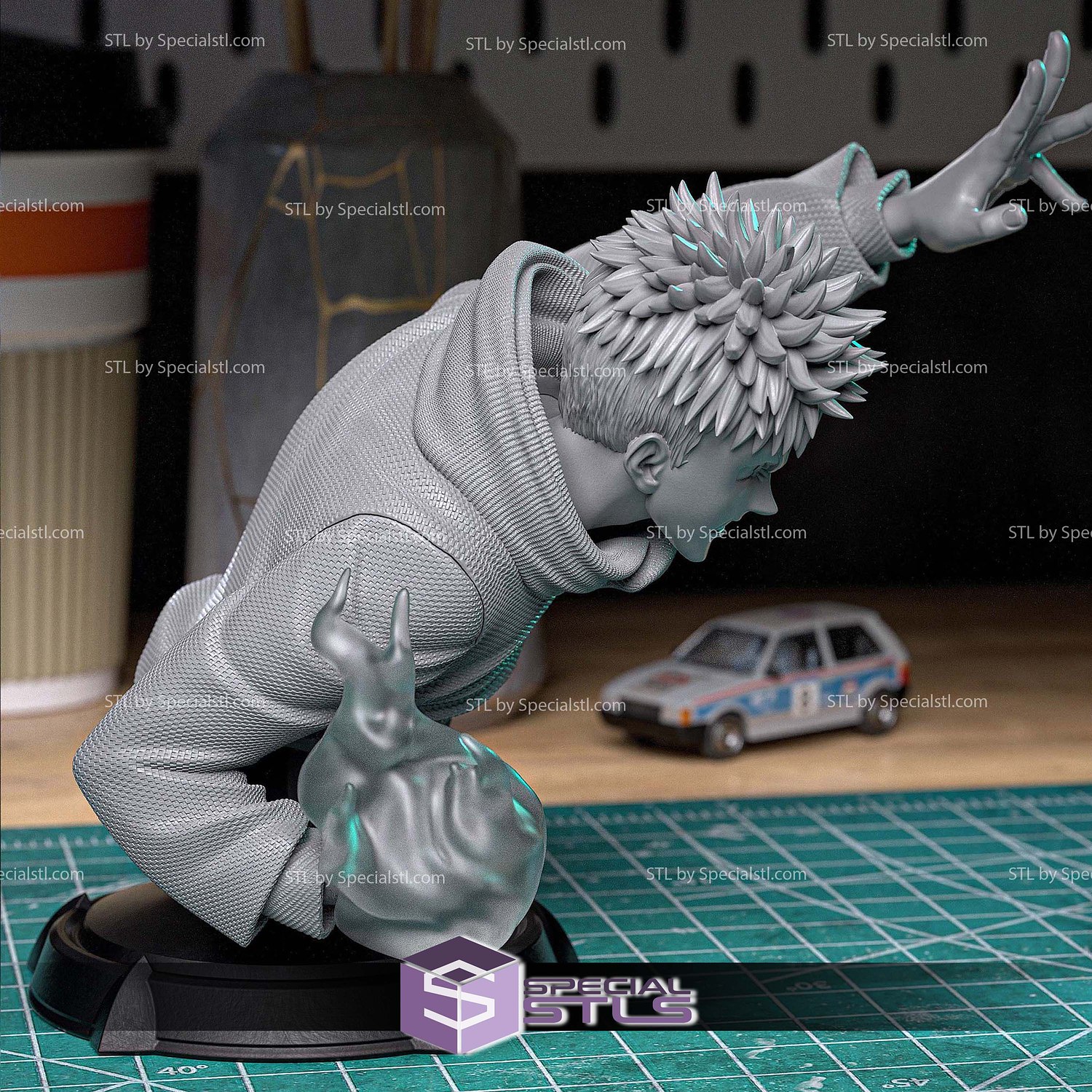 Itadori and Sukuna Bust STL Files 3D Model — view 3