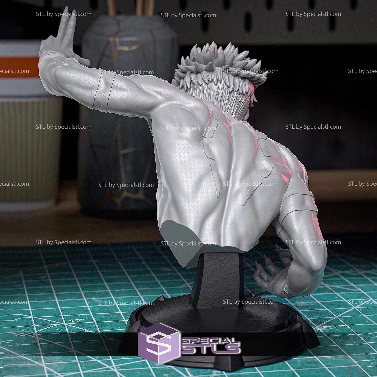 Itadori and Sukuna Bust STL Files 3D Model — view 6