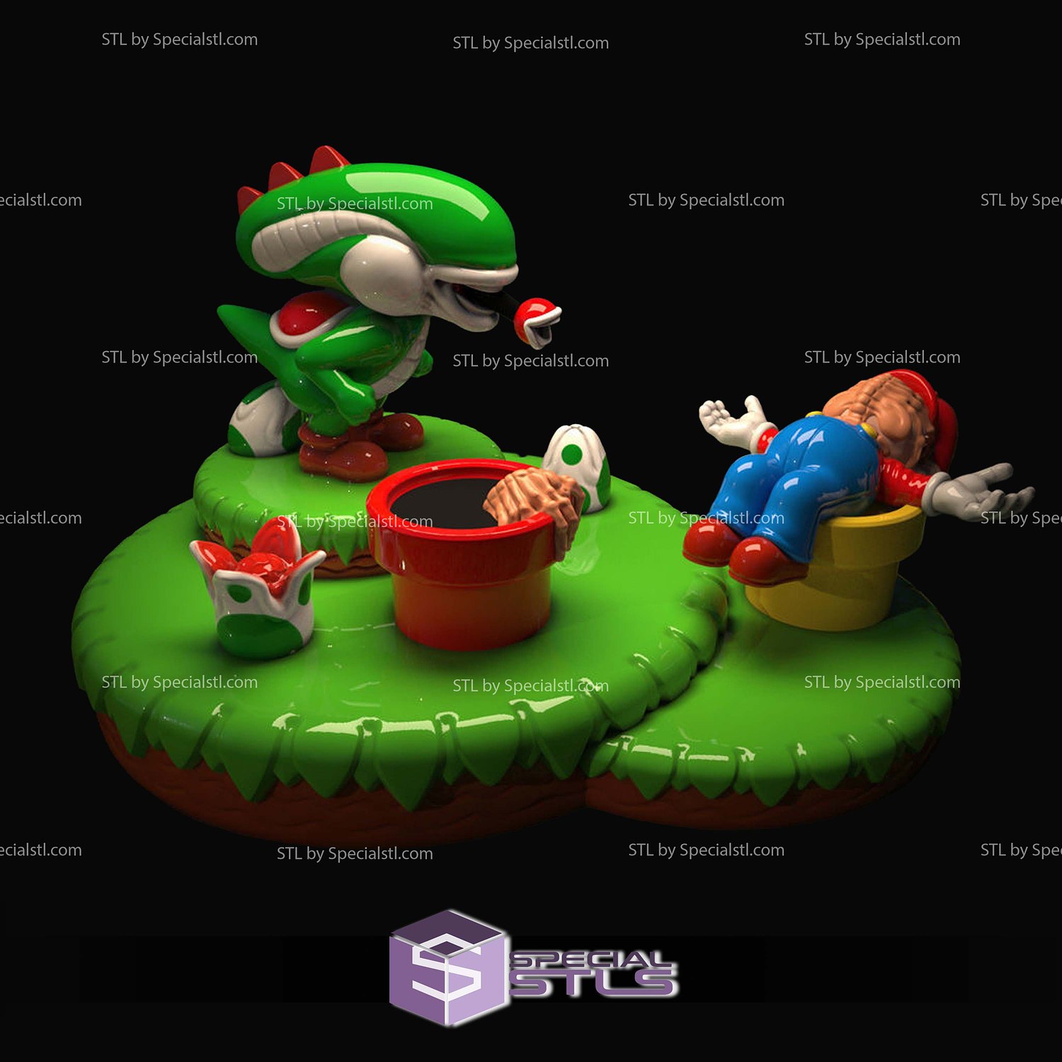 Yoshi Alien Mashup Mario Alien 3D Printer Files STL Model — view 2