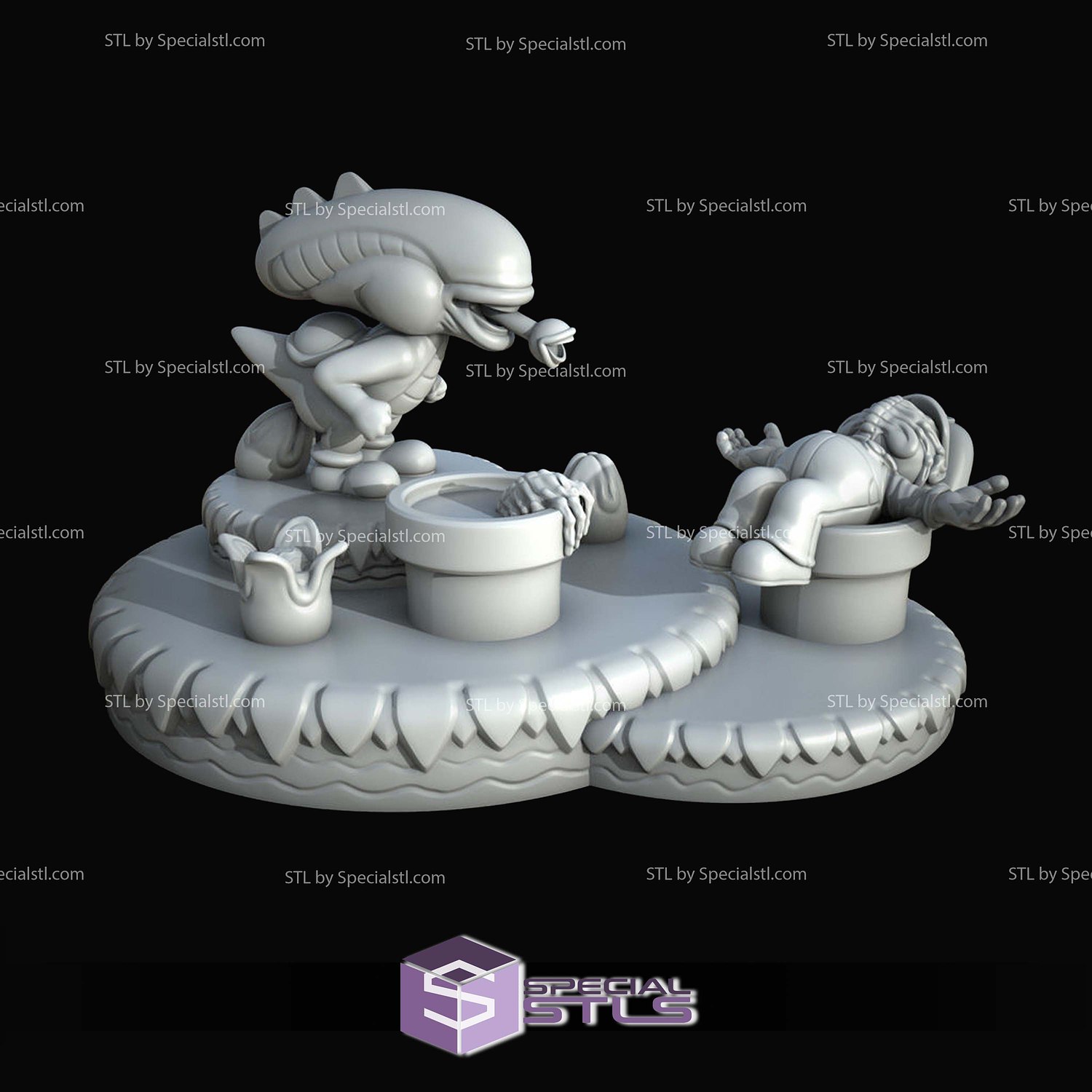 Yoshi Alien Mashup Mario Alien 3D Printer Files STL Model — view 4