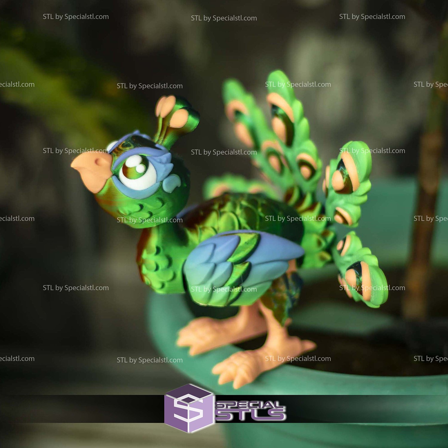 Super Basic STL Flexi Baby Peacock Articulated 3D Model — view 2