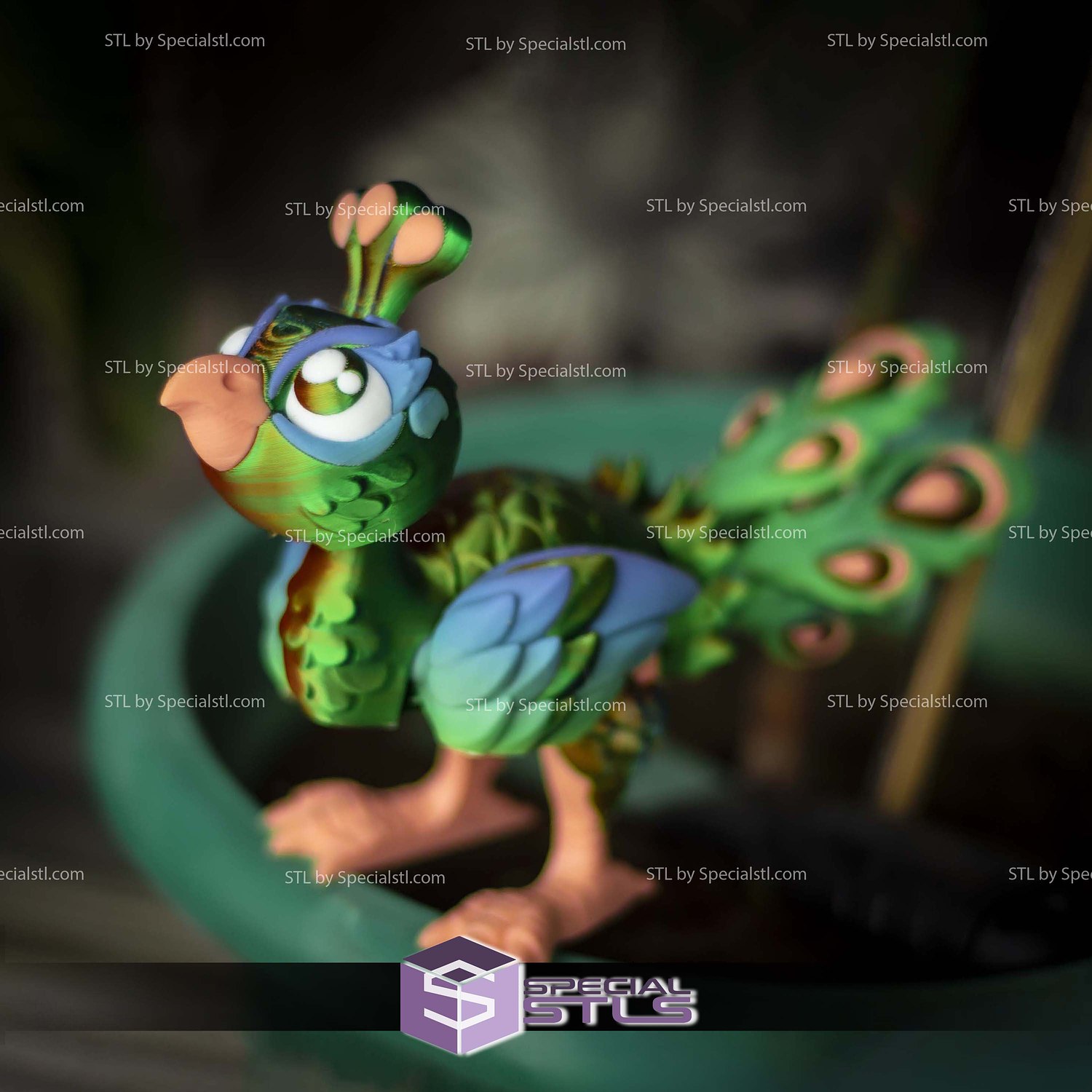 Super Basic STL Flexi Baby Peacock Articulated 3D Model — view 3