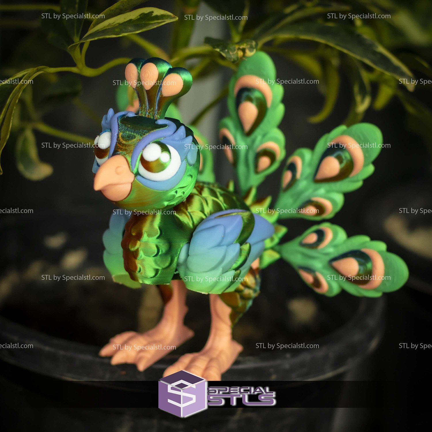 Super Basic STL Flexi Baby Peacock Articulated 3D Model — view 4