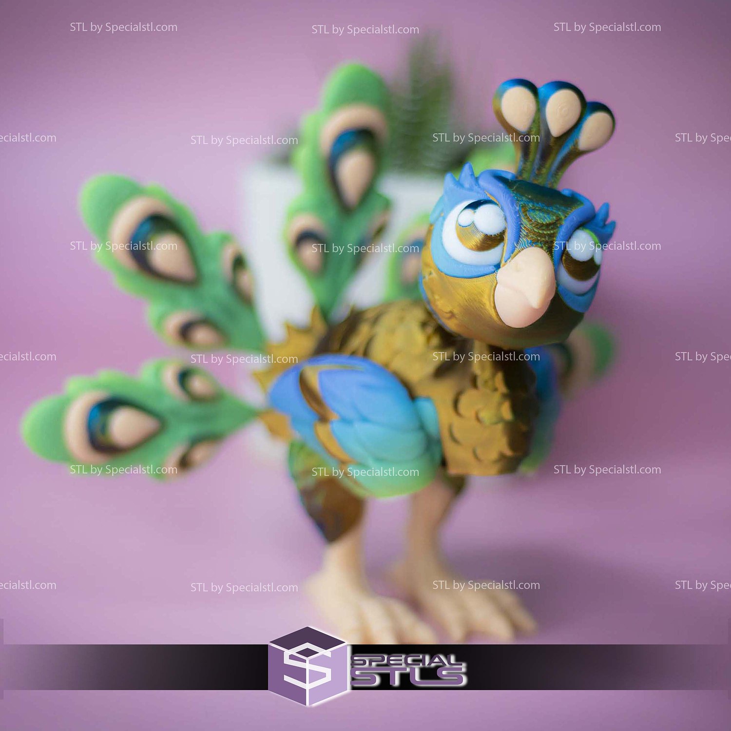Super Basic STL Flexi Baby Peacock Articulated 3D Model — view 5