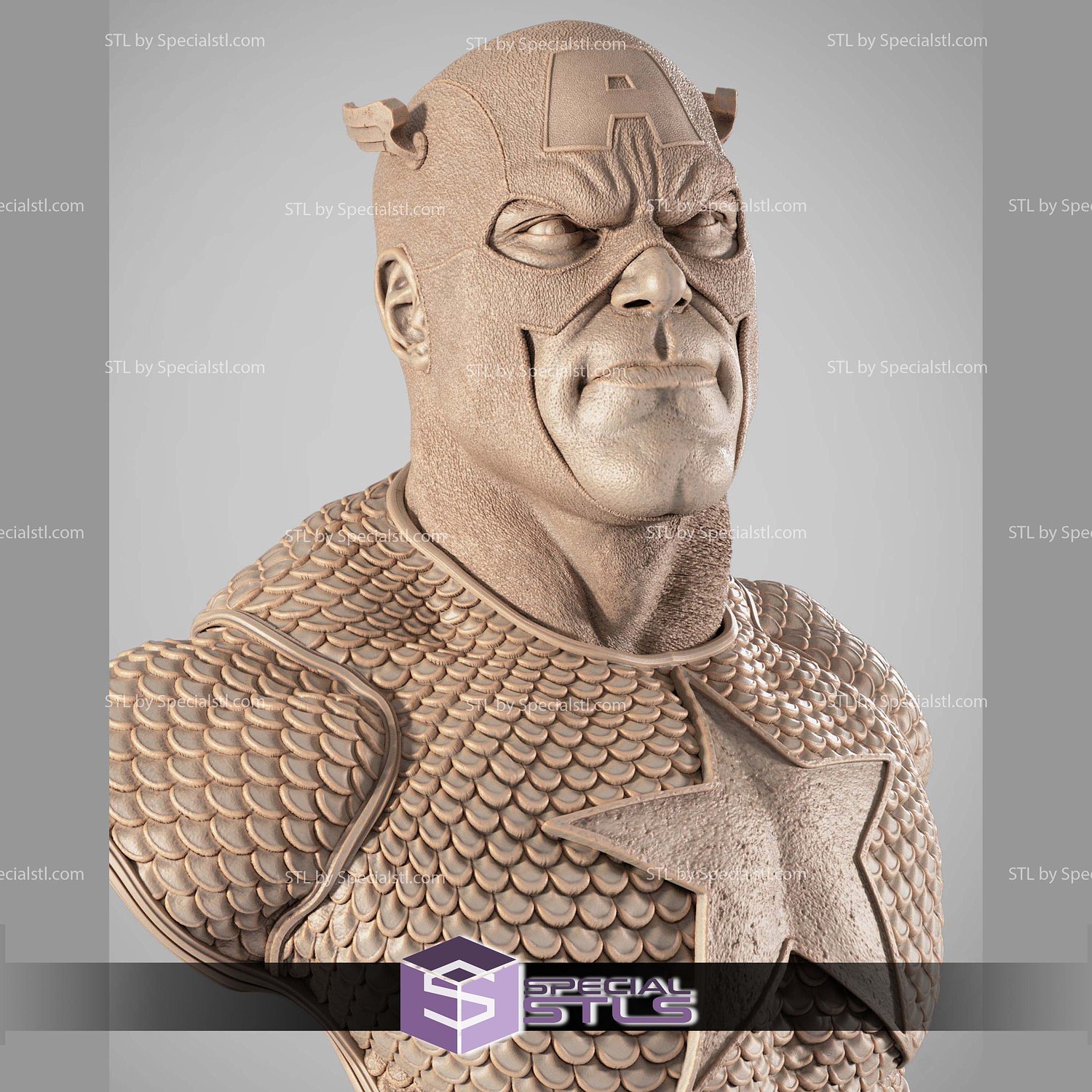 Captain America Comics Portrait Bust 3D Printer Files STL Model — view 2