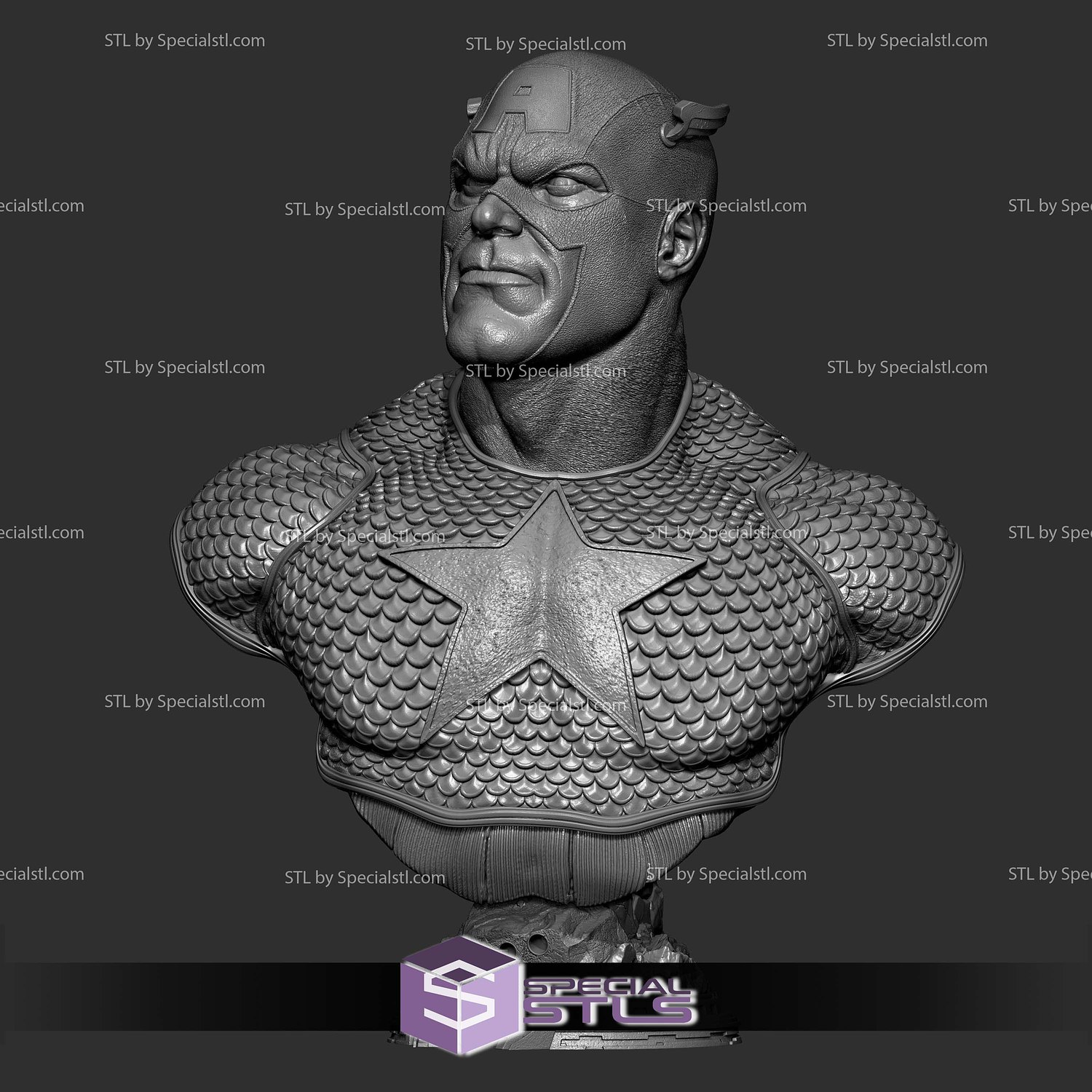 Captain America Comics Portrait Bust 3D Printer Files STL Model — view 3