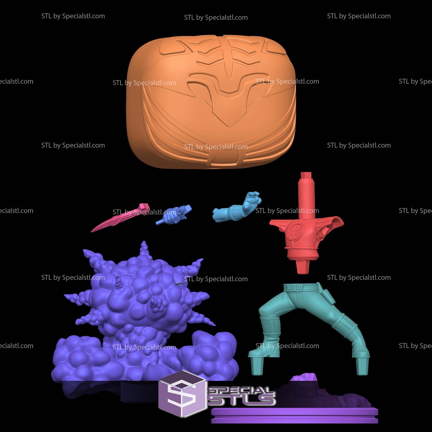 White Ranger Mighty Morphin Funko STL Files 3D Model — view 2