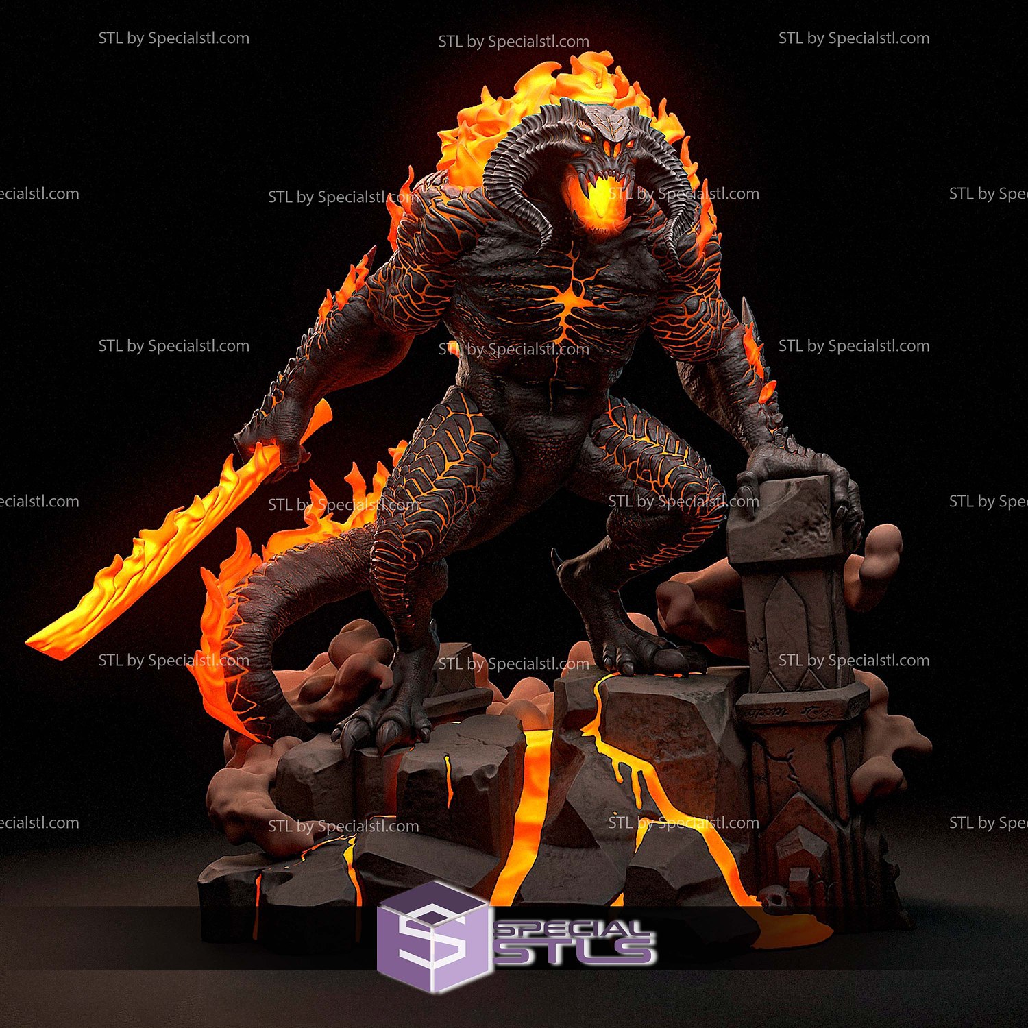 Balrog Fire STL Files 3D Model — view 3