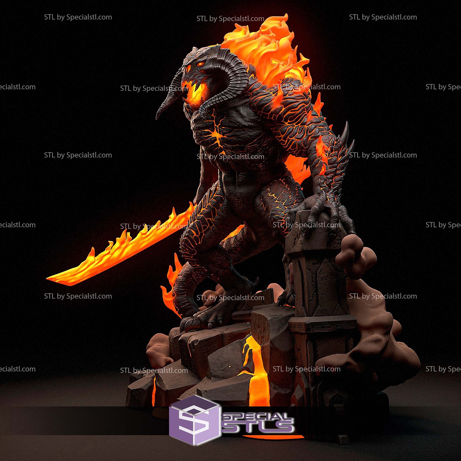 Balrog Fire STL Files 3D Model — view 6