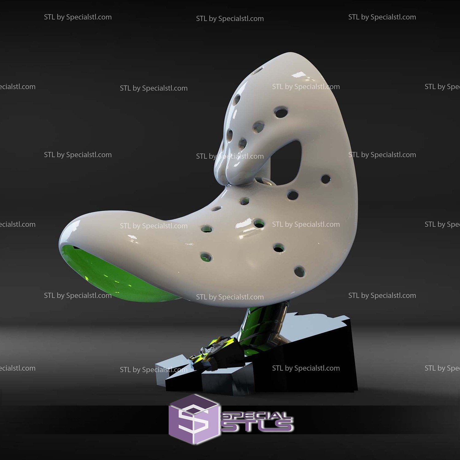 Basic STL Mighty Ducks Mask with Stand 3D Model — view 2