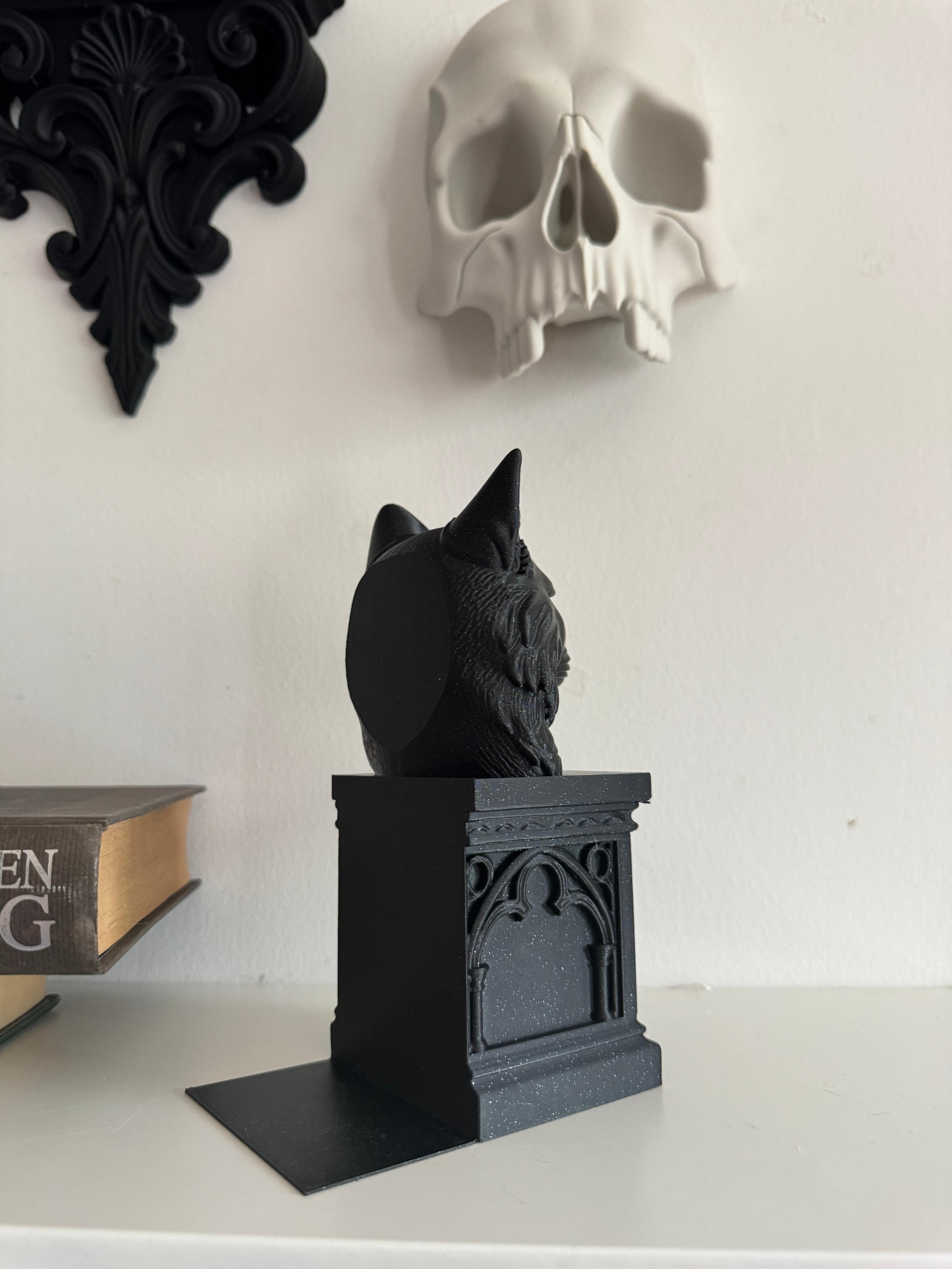 Dark Academia Cat Cathedral Bookend Gothic Home Decor 3D STL Model